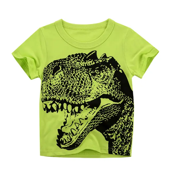 【18M-9Y】Boys Dinosaur Print Short Sleeve T-shirt - Popopiestyle.com 