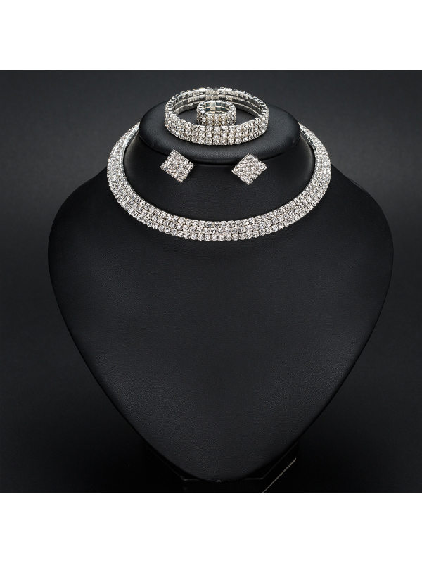 Fashion four-piece necklace earrings ring bracelet