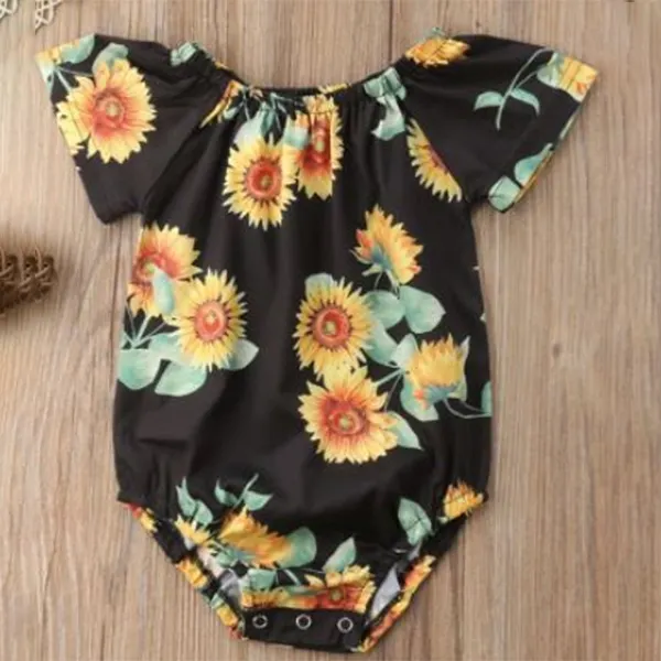 Girls Sunflower Print Jumpsuit - Popopiestyle.com 