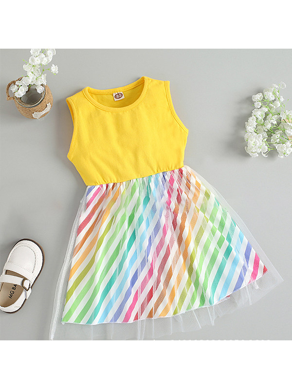 【12M-5Y】Girls Mesh One-piece Printed Dress