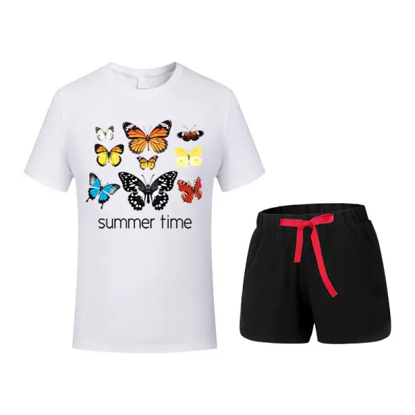 【12M-9Y】Summer New Two-piece Children's Suit Short-sleeved Shorts - Popopiestyle.com 