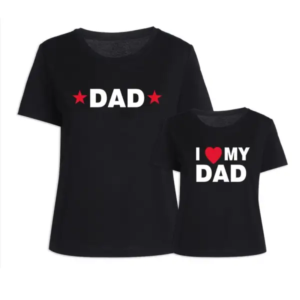 Letter Print Round Neck Short Sleeve Dad and Son Matching T-shirt - Popopiestyle.com 