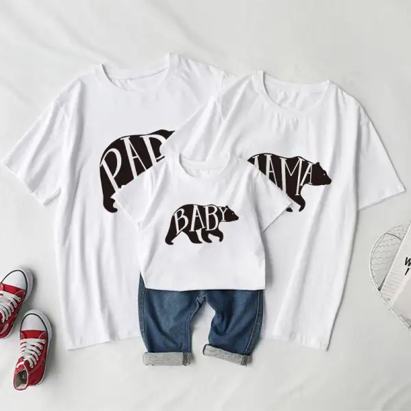 Family Outfit Cotton Short-sleeved Wear Cartoon Bear Print T-shirt - Popopiestyle.com 