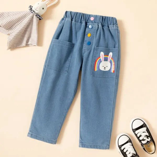 【18M-7Y】Girl Sweet Cartoon Pattern Jeans - Popopiestyle.com 