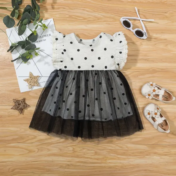 【9M-3Y】Girls Lace Polka Dot Dress - Popopiestyle.com 