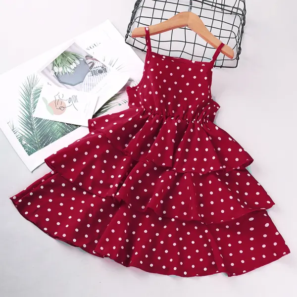 【3Y-13Y】Girls' Polka Dot Sleeveless Dress - Popopiearab.com 