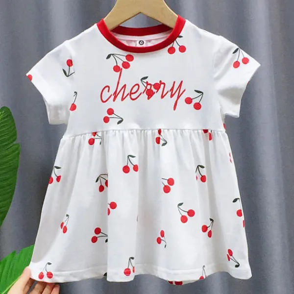 Girl Boy Cherry Pattern Dress And T-shirt - Popopiestyle.com 