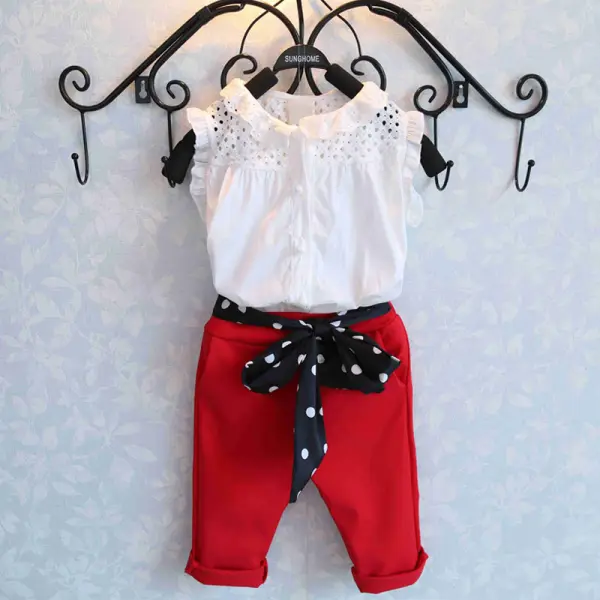 Girls' Sleeveless Two-piece Trousers Set - Popopiestyle.com 