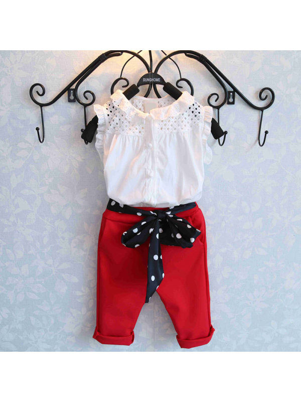 【18M-7Y】Girls' Sleeveless Two-piece Trousers Set
