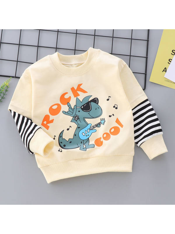 【12M-7Y】Girls Cartoon Print Stitching Long-sleeved Pullover Sweatershirt