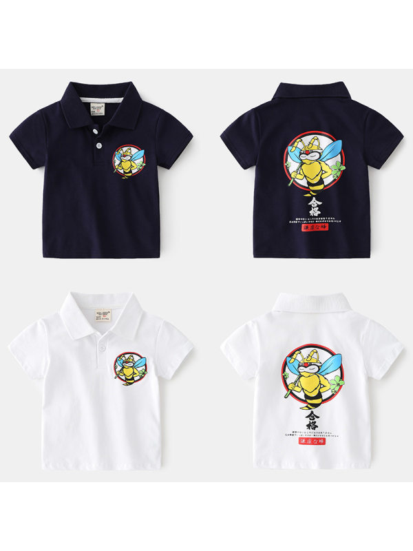 【18M-7Y】Boys Cartoon Print Short-sleeved Polo Shirt