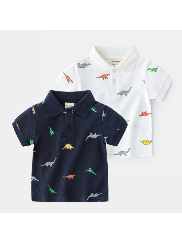 【18M-7Y】Boys Cartoon Print Short-sleeved Polo Shirt