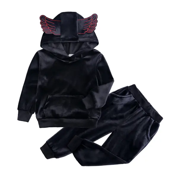 【12M-9Y】Boys Velvet Hoodie And Trousers Two-piece Suit - Popopiearab.com 