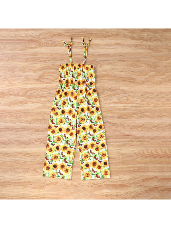 【18M-6Y】Girl Sunflower Sling Strapless One-Piece Slimming Jumpsuit