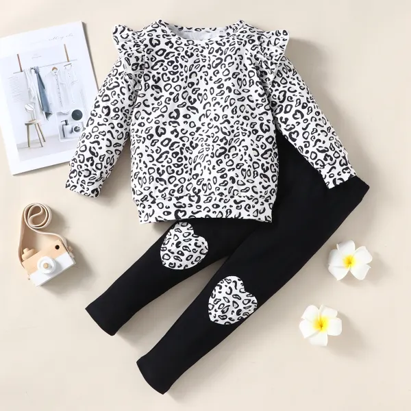 【18M-6Y】Girls Ruffled Leopard Long Sleeve And Pants Set - Popopiearab.com 