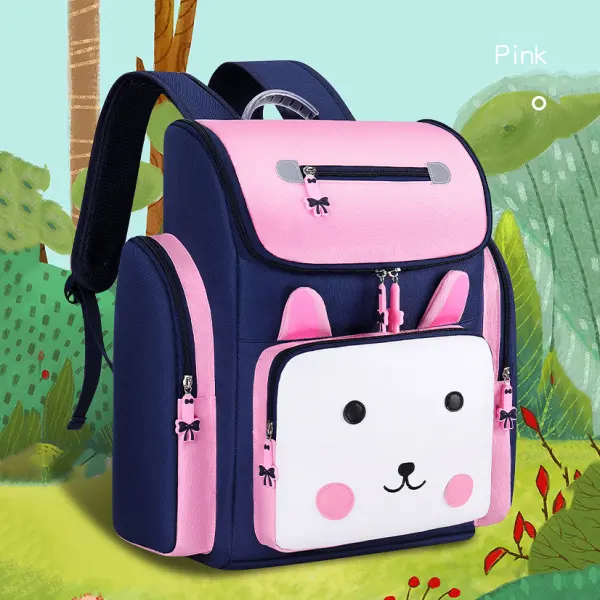 Kids Cute Rabbit Print Backpack Toddler Square School Bag - Popopiearab.com 