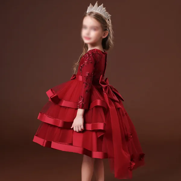【3Y-13Y】 Girl Elegant Flower Embroidery Long Sleeve Princess Dress - Popopiearab.com 