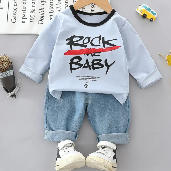 【12M-4Y】Boys Alphabet Sweatshirt And Jeans Set - Popopiearab.com 