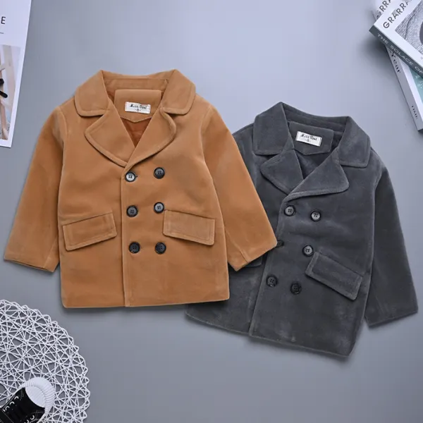 【12M-4Y】 Boys Casual Lapel Pure Color Coat (not Including Sweater) - Popopiearab.com 