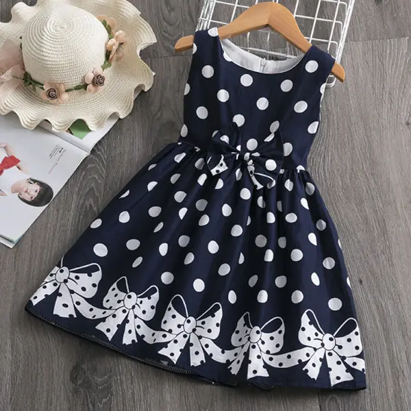 【2Y-12Y】Girls Polka Dot Bow Print Sleeveless Dress - 33315 ...