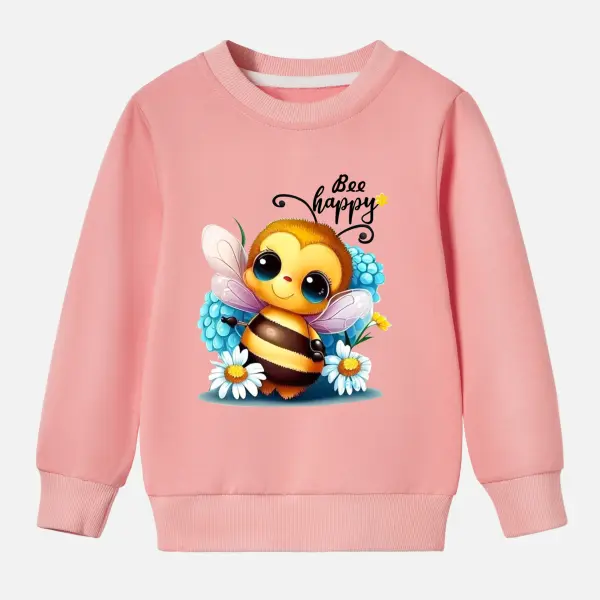 【12M-9Y】Kids Bee And Letter Print Cotton Stain Resistant Long Sleeve ...