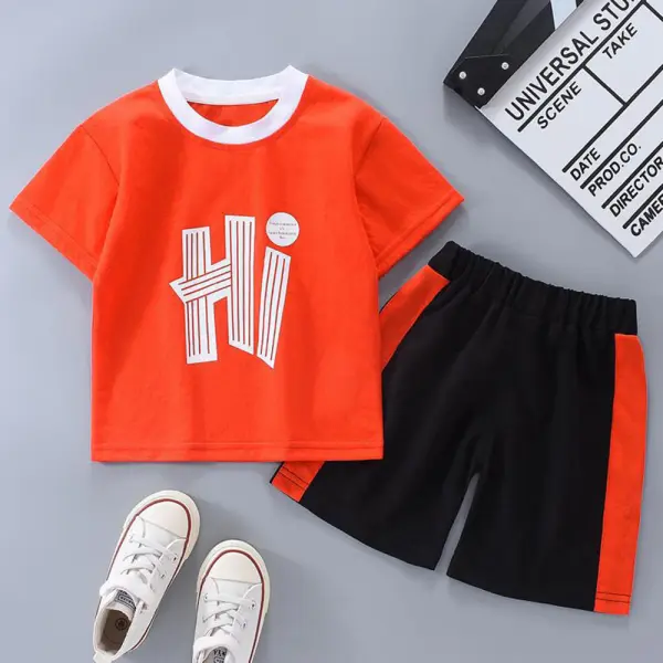 Boys Yellow Alphanumeric Printed Sleeveless T-Shirt With Shorts Summer Co-ord Set
