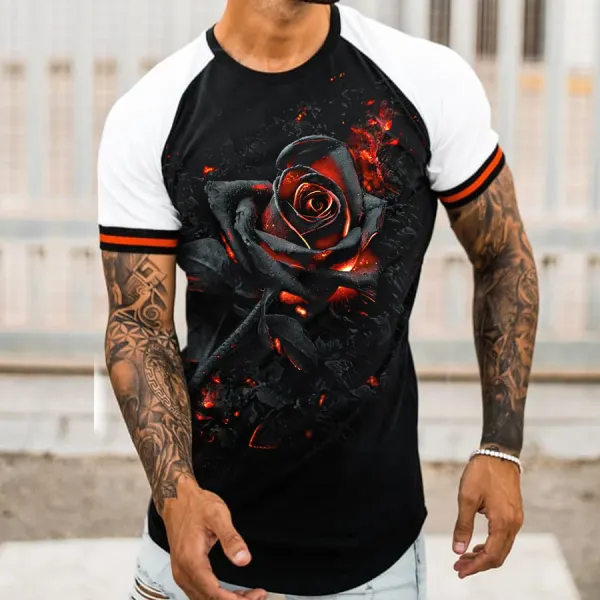 Fire Rose Printed Mens Streetwear T-shirt - Fineesa.chimpone.com 