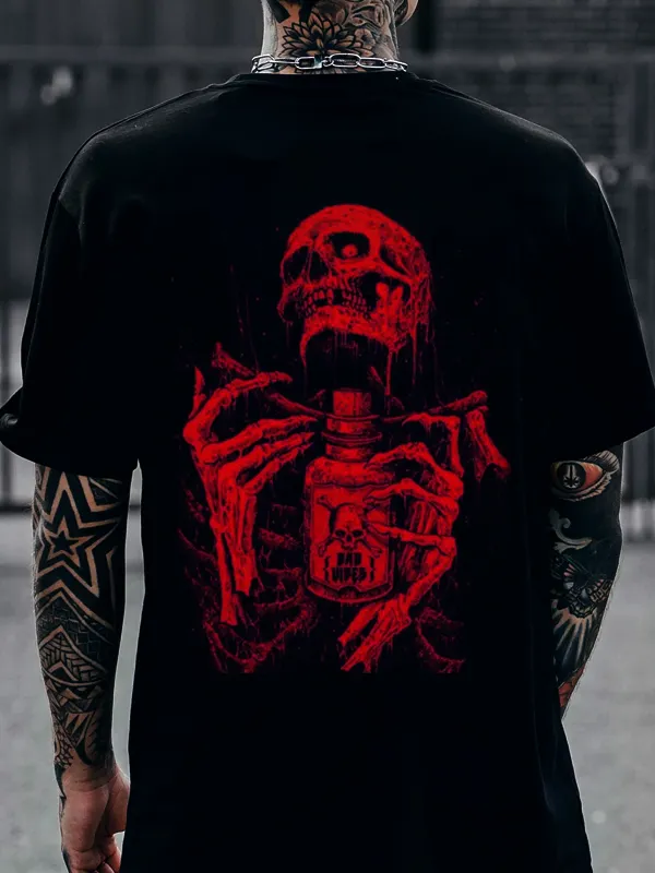 Fashion Skull Printed Mens T-shirt - Oasisjoy.com 