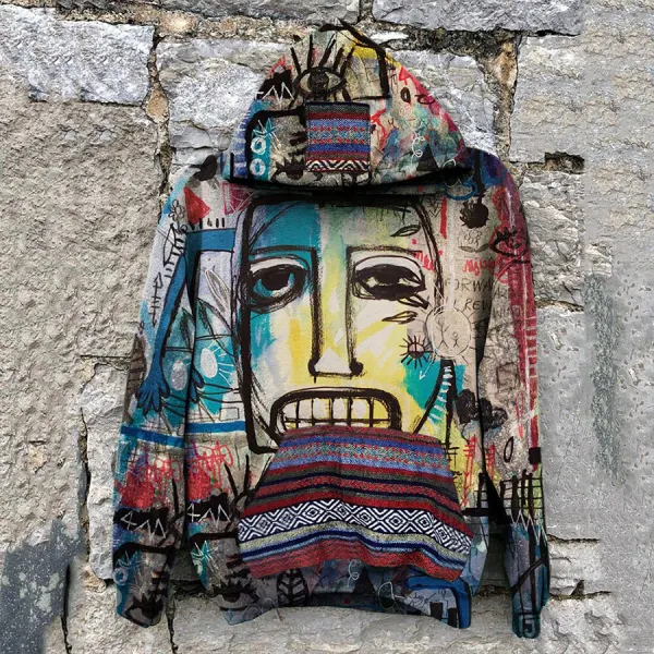 Mens color abstract print hoodie - Nikiluwa.com 