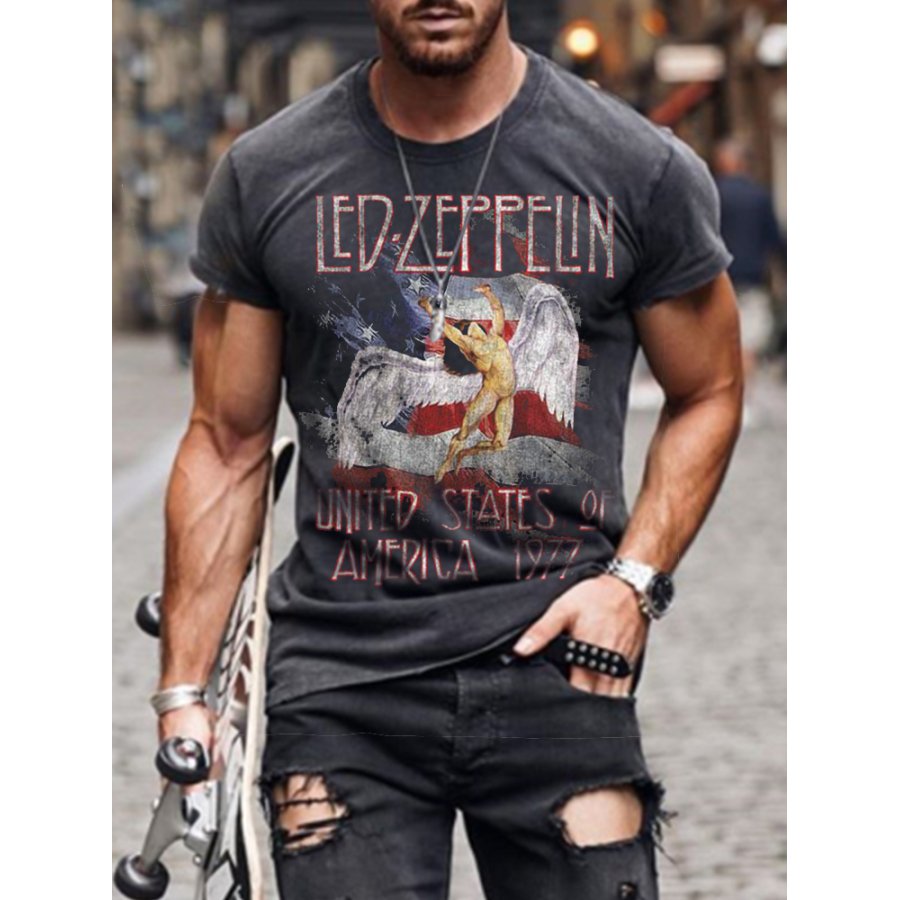 

Led Zeppelin Rock Band Print Short Sleeve T-Shirt