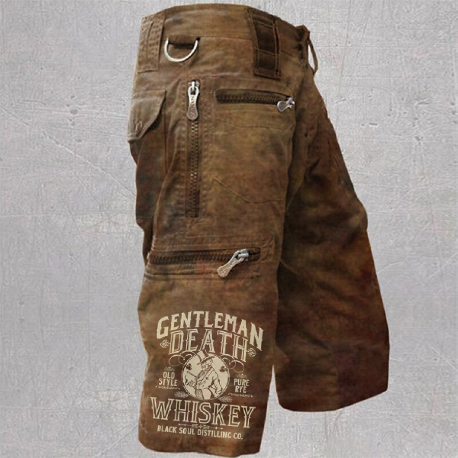 

Mens Whiskey Print Outdoor Casual Shorts