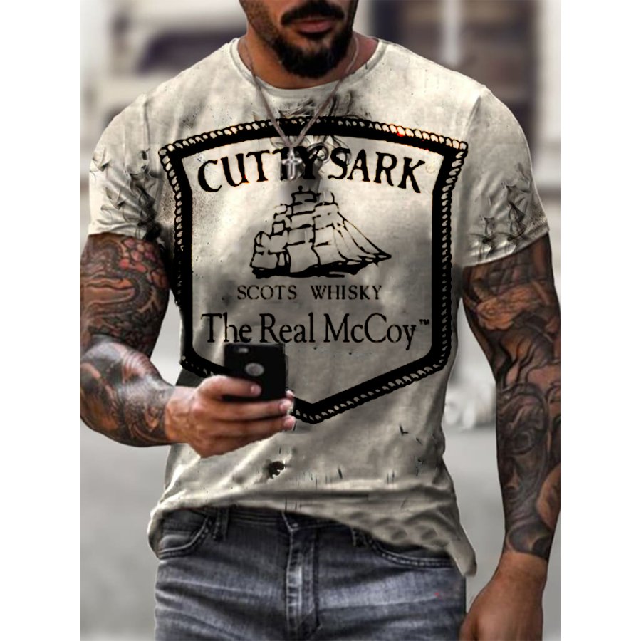 

Cutty Sark Whiskey Casual Distressed Print T-shirt