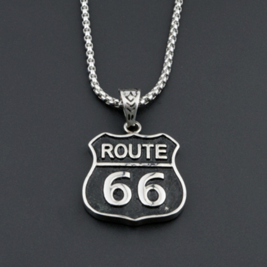 

Fashionable Men's Route 66 Charm Pendant