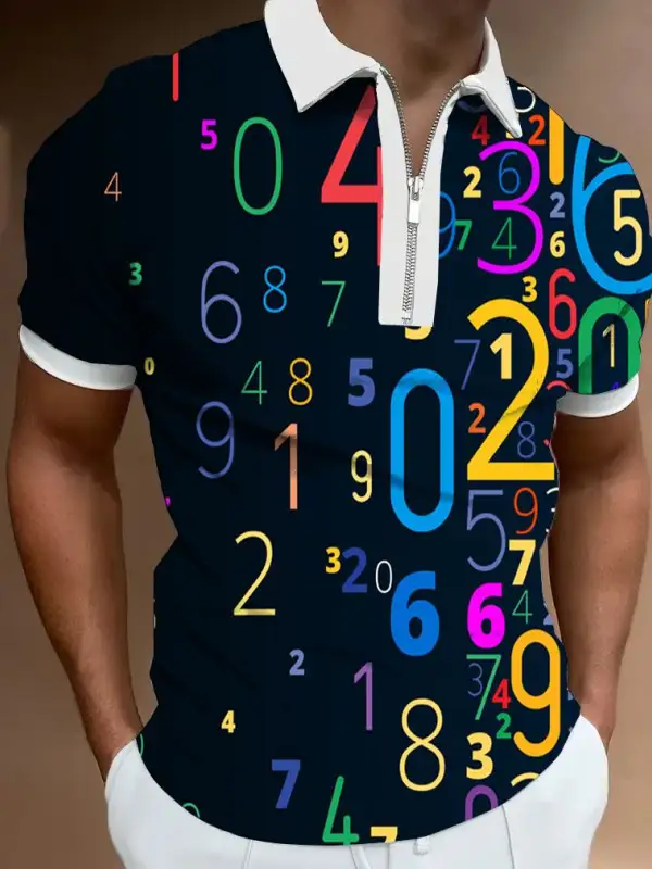 Mens Data Casual Printed Polo Shirt - Oasisjoy.com 