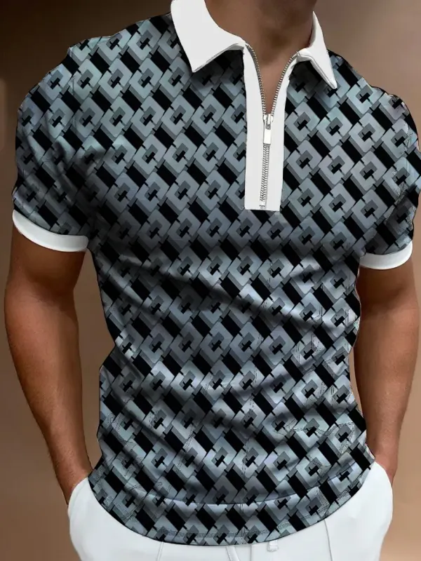 Mens casual printed polo shirt - Oasisjoy.com 