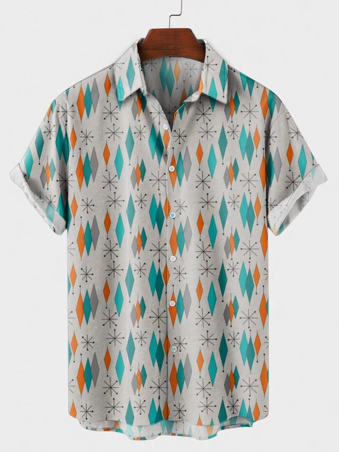 Shirt Collar Geometric Shirts & Chic Tops