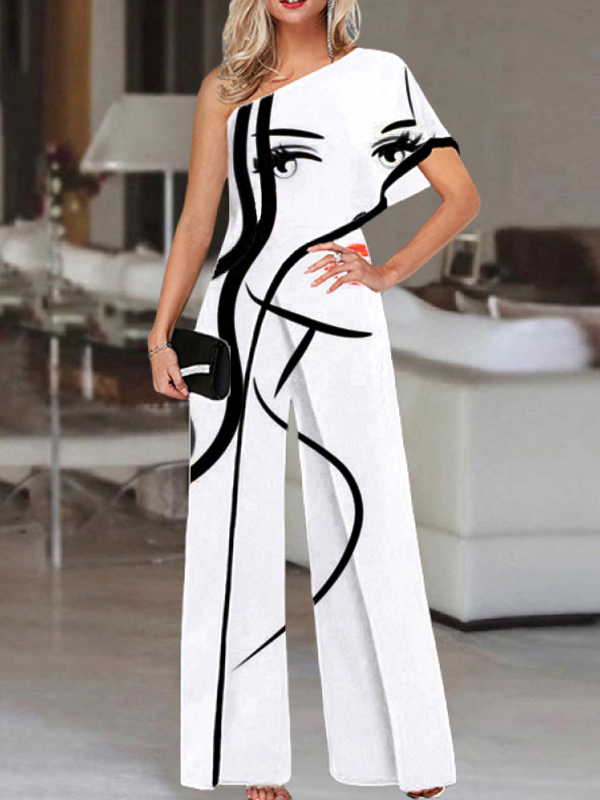Women Vintage Casual Fashion Art Printed Jumpsuit