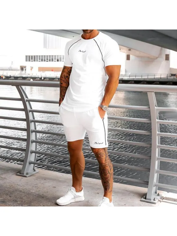 Casual Retro Solid Color Mens Sports Summer Suit - Ootdmw.com 