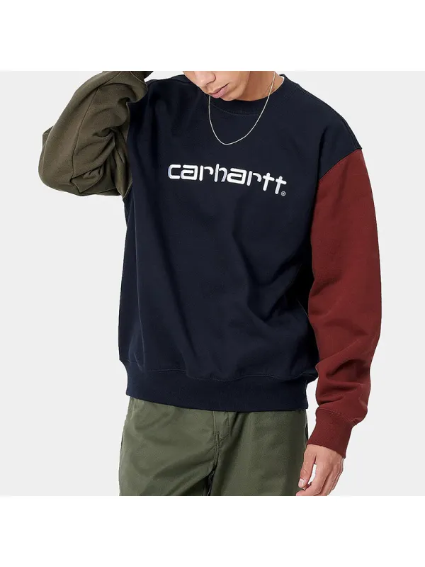 Men's Modern Casual Contrast Color Long Sleeve Sweatshirt - Zivinfo.com 