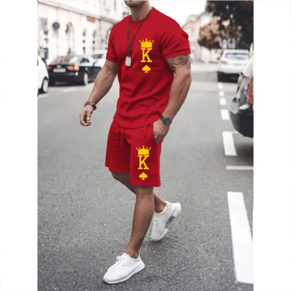 Simple And Fashionable Short Sleeve Two-Piece Suit - Menilyshop.com 