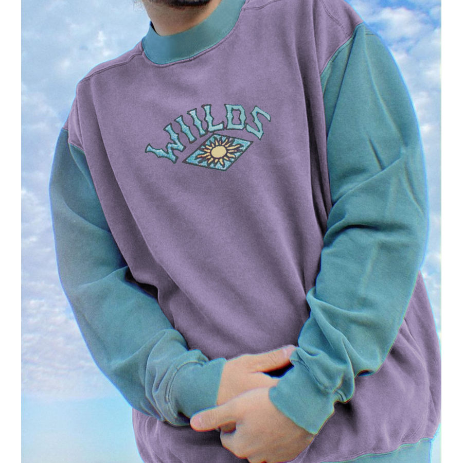 

Retro Surf Unisex Colorblock Stand Collar Sweatshirt