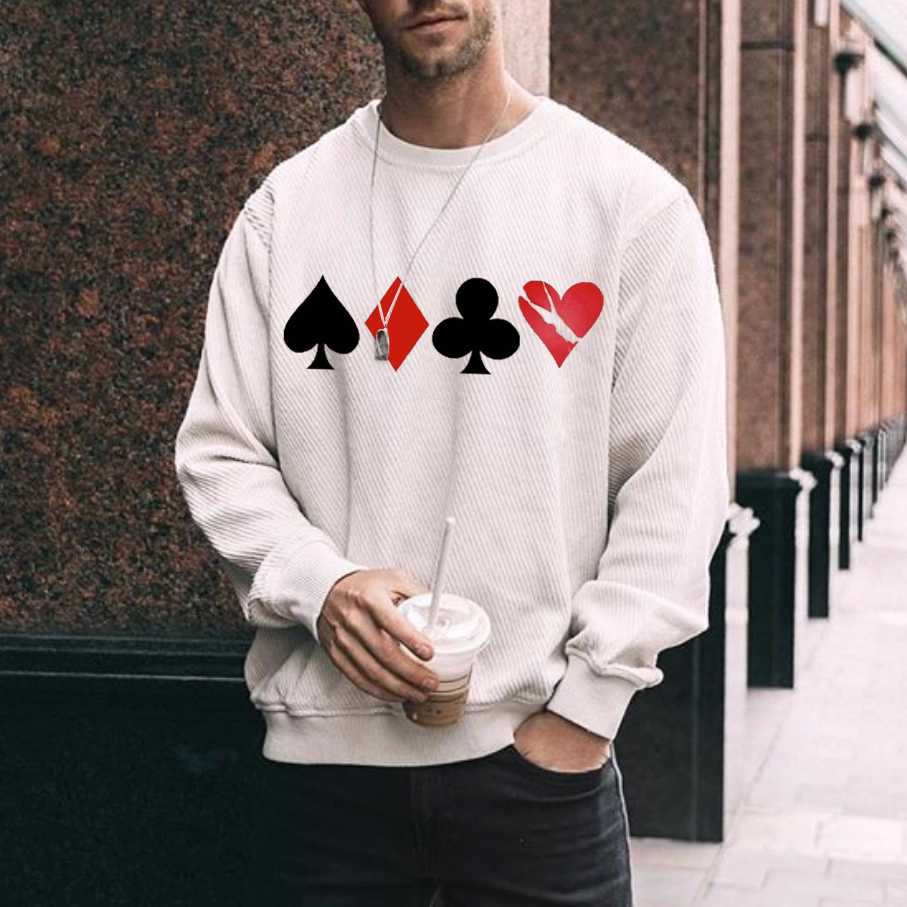 Mens Fashion Poker Pattern Sweatshirt