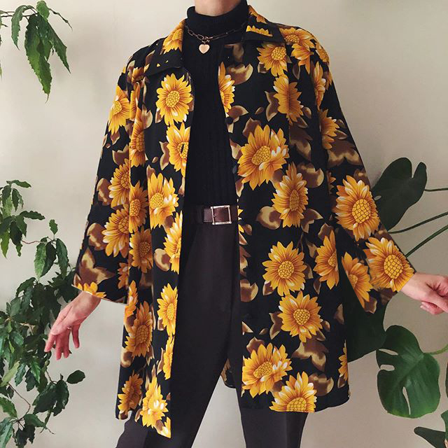 Unflower Print Retro All match Shirt