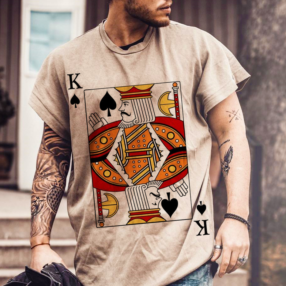 Fashion King Playing Card Bat Sleeve T shirt