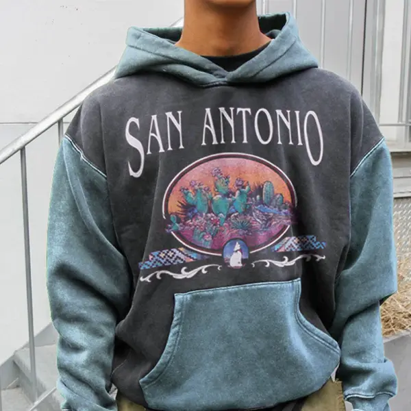 Retro Genderless San Antonio Contrast Casual Hoodie - Stormnewstudio.com 