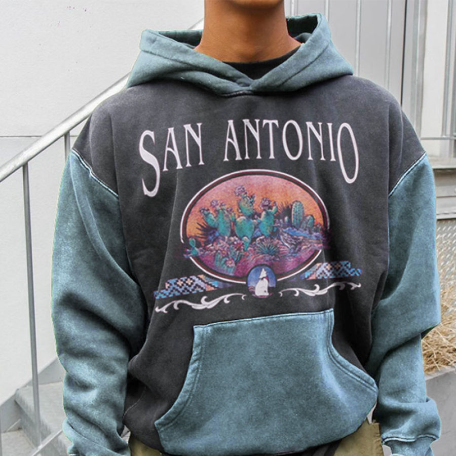

Retro Genderless San Antonio Contrast Casual Hoodie