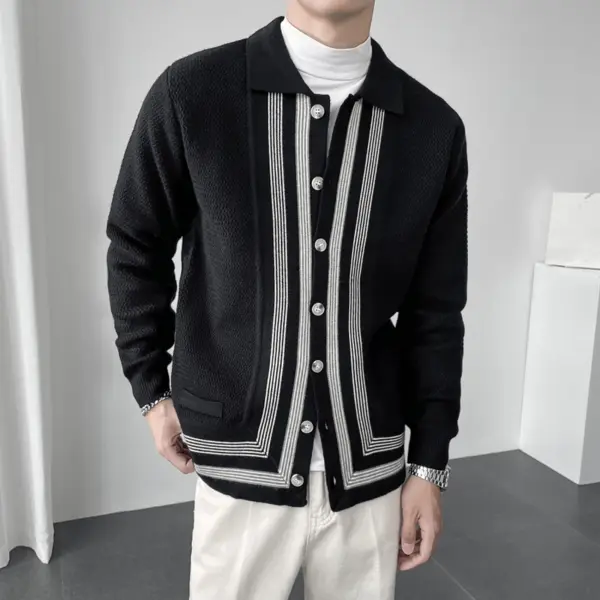 Men's Elegant Lapel Knitted Cardigan Jacket - Stormnewstudio.com 
