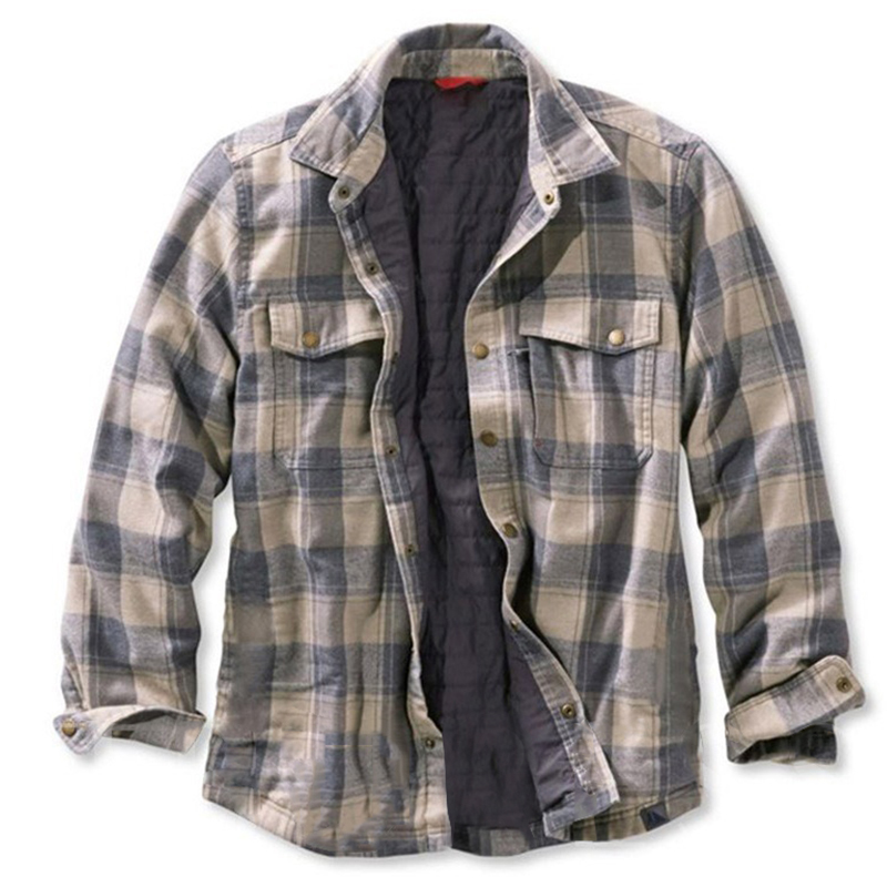 Checked Lapel Plus Velvet Padded Brushed Jacket