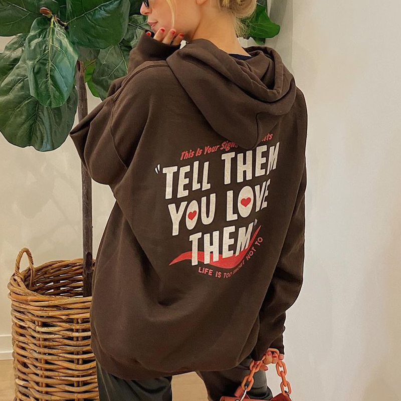 Vintage Hooded Long Sleeve Printed Sweatshirt