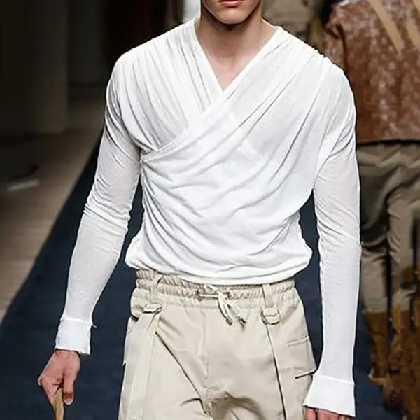 Mens Fashion Solid Colour Long Sleeve Shirt - Villagenice.com 